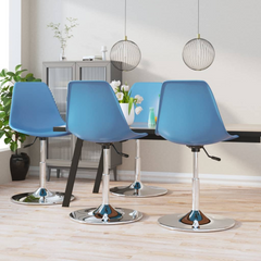 Set of 4 Blue Swivel Dining Chairs – Modern & Comfortable Adjustable PP Seats