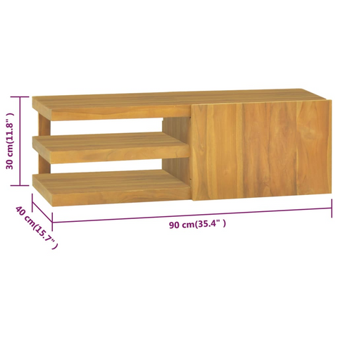 Teak Wood Wall-Mounted Bathroom Cabinet with Shelves - 90x40x30 cm | Sturdy, Stylish & Space-Saving Storage Solution