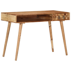 Rustic Solid Acacia Wood Writing Desk - 115x50x76 cm with Drawer & Compartment