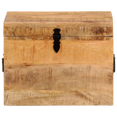 Antique-Style Storage Box 39x28x31 cm Solid Mango Wood – Natural Finish, Hinged Lid, Ample Storage Space