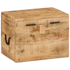 Antique-Style Storage Box 39x28x31 cm Solid Mango Wood – Natural Finish, Hinged Lid, Ample Storage Space