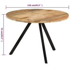 Dining Table 110x75 cm Solid Wood Mango - Rustic and Stylish