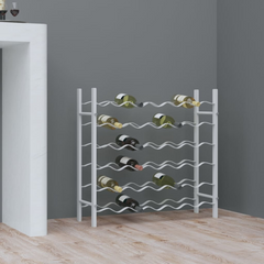 Rack for 36 Bottles - White Metal, Modern Design, High-Quality