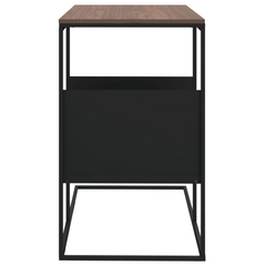 Black Side Table 55x36x59.5 cm - Engineered Wood with Iron Frame, C-Shaped Design