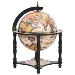 Globe Bar Wine Stand - Black Solid Wood Eucalyptus