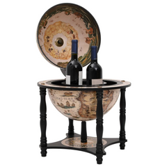 Globe Bar Wine Stand - Black Solid Wood Eucalyptus