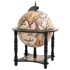 Globe Bar Wine Stand - Black Solid Wood Eucalyptus