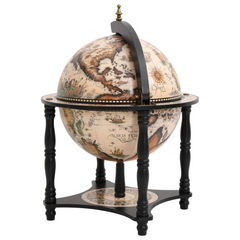 Globe Bar Wine Stand - Black Solid Wood Eucalyptus