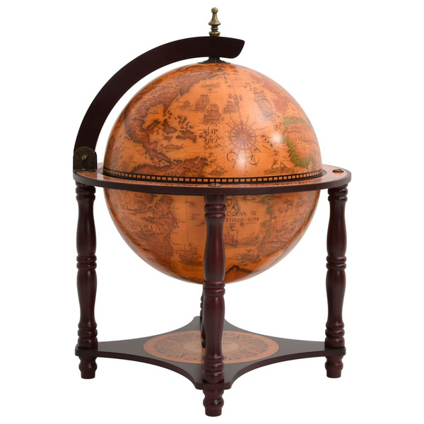 Globe Bar Wine Stand - Brown Solid Wood Eucalyptus