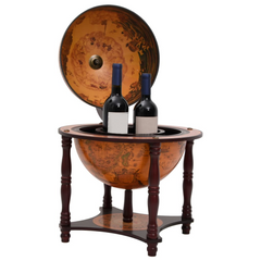 Globe Bar Wine Stand - Brown Solid Wood Eucalyptus