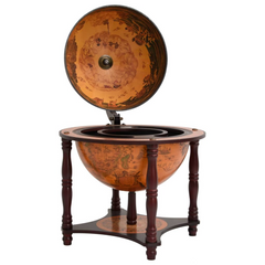 Globe Bar Wine Stand - Brown Solid Wood Eucalyptus