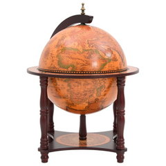 Globe Bar Wine Stand - Brown Solid Wood Eucalyptus