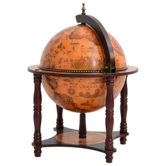 Globe Bar Wine Stand - Brown Solid Wood Eucalyptus