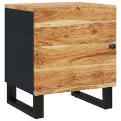 Wooden Bedside Cabinet – Solid Acacia Wood, Industrial Design, Ample Storage, 40x33x46 cm