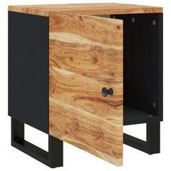 Wooden Bedside Cabinet – Solid Acacia Wood, Industrial Design, Ample Storage, 40x33x46 cm