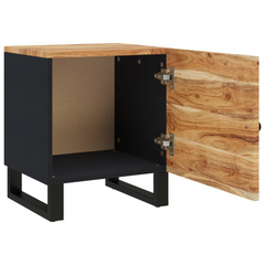 Wooden Bedside Cabinet – Solid Acacia Wood, Industrial Design, Ample Storage, 40x33x46 cm