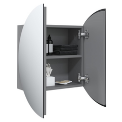 Bathroom Cabinet with Round Mirror&LED Grey 40x40x17.5 cm