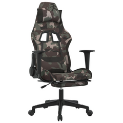 Swivel Gaming Chair with Footrest | Black and Camouflage Fabric