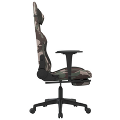 Swivel Gaming Chair with Footrest | Black and Camouflage Fabric