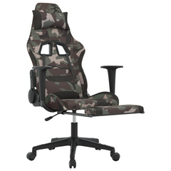 Swivel Gaming Chair with Footrest | Black and Camouflage Fabric