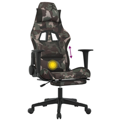 Swivel Gaming Chair with Footrest | Black and Camouflage Fabric