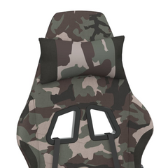 Swivel Gaming Chair with Footrest | Black and Camouflage Fabric