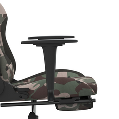 Swivel Gaming Chair with Footrest | Black and Camouflage Fabric