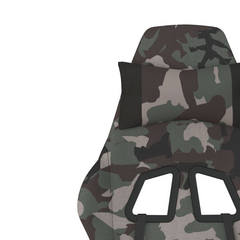 Swivel Gaming Chair with Footrest | Black and Camouflage Fabric