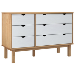 Drawer Cabinet OTTA Brown & White 111x43x73.5cm Solid Wood Pine