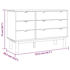 Drawer Cabinet OTTA Brown & White 111x43x73.5cm Solid Wood Pine