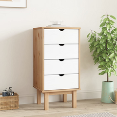 Drawer Cabinet OTTA Brown & White 45x39x90cm Solid Wood Pine