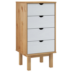 Drawer Cabinet OTTA Brown & White 45x39x90cm Solid Wood Pine