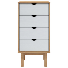 Drawer Cabinet OTTA Brown & White 45x39x90cm Solid Wood Pine