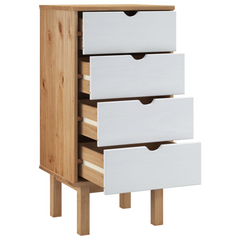 Drawer Cabinet OTTA Brown & White 45x39x90cm Solid Wood Pine