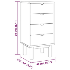 Drawer Cabinet OTTA Brown & White 45x39x90cm Solid Wood Pine