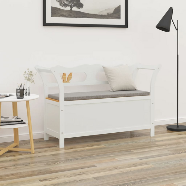 Bench White 107x45x75.5 cm Solid Wood Fir | Ample Storage, Practical Backrest, Durable Material