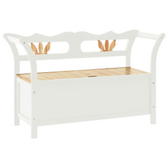 Bench White 107x45x75.5 cm Solid Wood Fir | Ample Storage, Practical Backrest, Durable Material