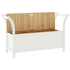 Bench White 107x45x75.5 cm Solid Wood Fir | Ample Storage, Practical Backrest, Durable Material