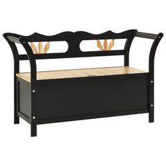 Bench Black 107x45x75.5 cm Solid Wood Fir - Ample Storage, Practical Backrest and Armrest