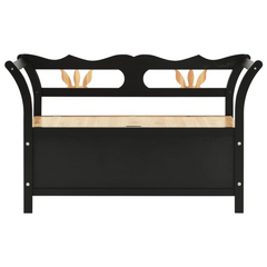 Bench Black 107x45x75.5 cm Solid Wood Fir - Ample Storage, Practical Backrest and Armrest