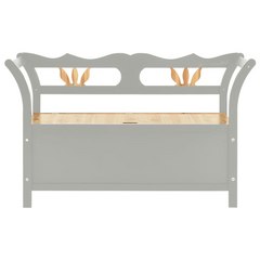 Grey Wooden Bench 107x45x75.5 cm - Solid Fir Wood with Storage and Armrests