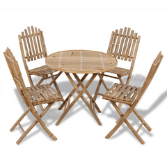 5 Piece Folding Outdoor Dining Set Bamboo - Elegant, Durable, and Weather-Resistant