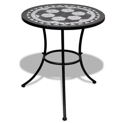 Bistro Table Black and White 60 cm Mosaic – Stylish Outdoor Coffee Table