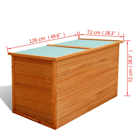 Wooden Garden Storage Box - 126x72x72 cm, Weatherproof Outdoor Chest for Cushions & Patio Essentials