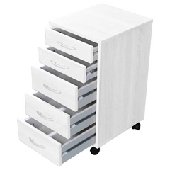 Mobile 5 Drawer Cabinet White - Durable Storage Solution for Your Study or Office