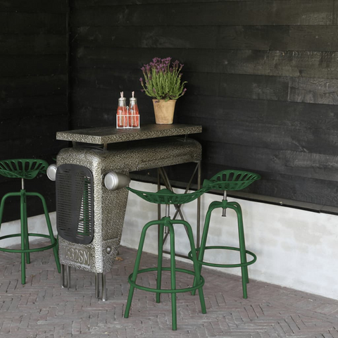 Bar Tractor Chair Green - Adjustable Height, Swivel, Solid Construction