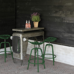 Bar Tractor Chair Green - Adjustable Height, Swivel, Solid Construction