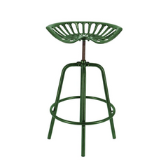 Bar Tractor Chair Green - Adjustable Height, Swivel, Solid Construction