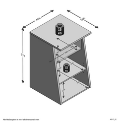 Gaming Side Table - Anthracite, 2 Open Compartments, Modern Design, 49.4x50x77.7 cm