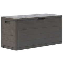 280 L Brown Garden Storage Box - Weather-Resistant, Durable Plastic with Wood Texture, Lockable & Multi-Purpose